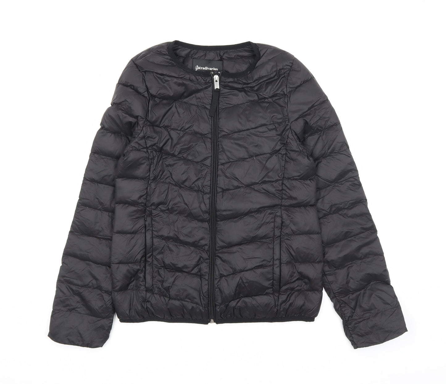 Stradivarius Womens Black Puffer Jacket Coat Size S Zip