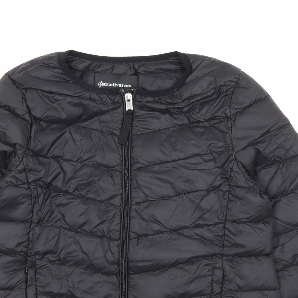 Stradivarius Womens Black Puffer Jacket Coat Size S Zip