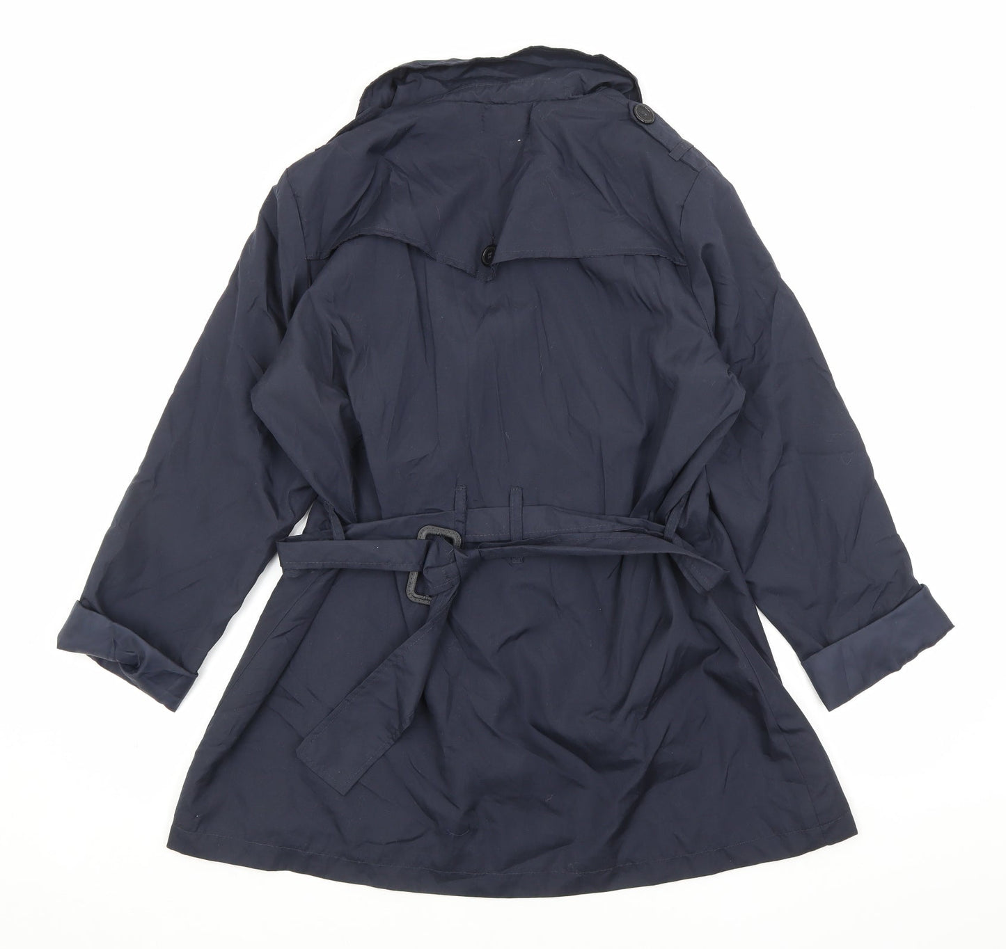 David Perry Womens Blue Trench Coat Jacket Size M Button