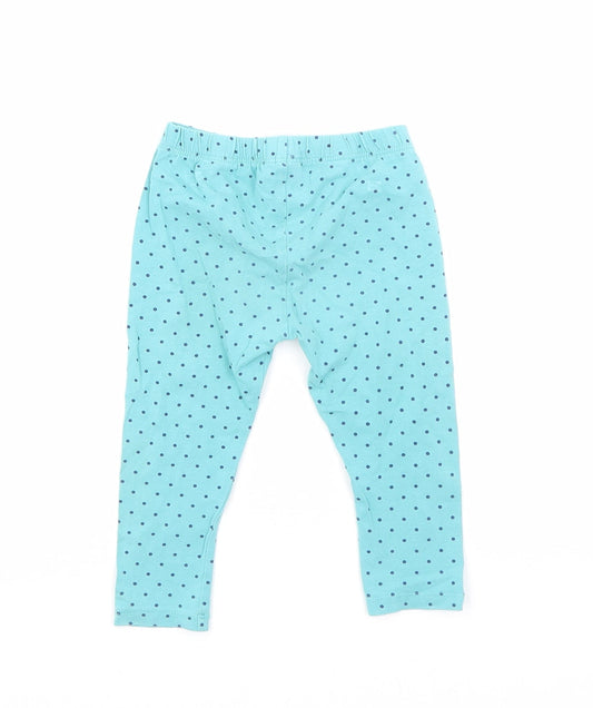 Mini Club Girls Blue Polka Dot Cotton Pedal Pusher Leggings Size 12-18 Months