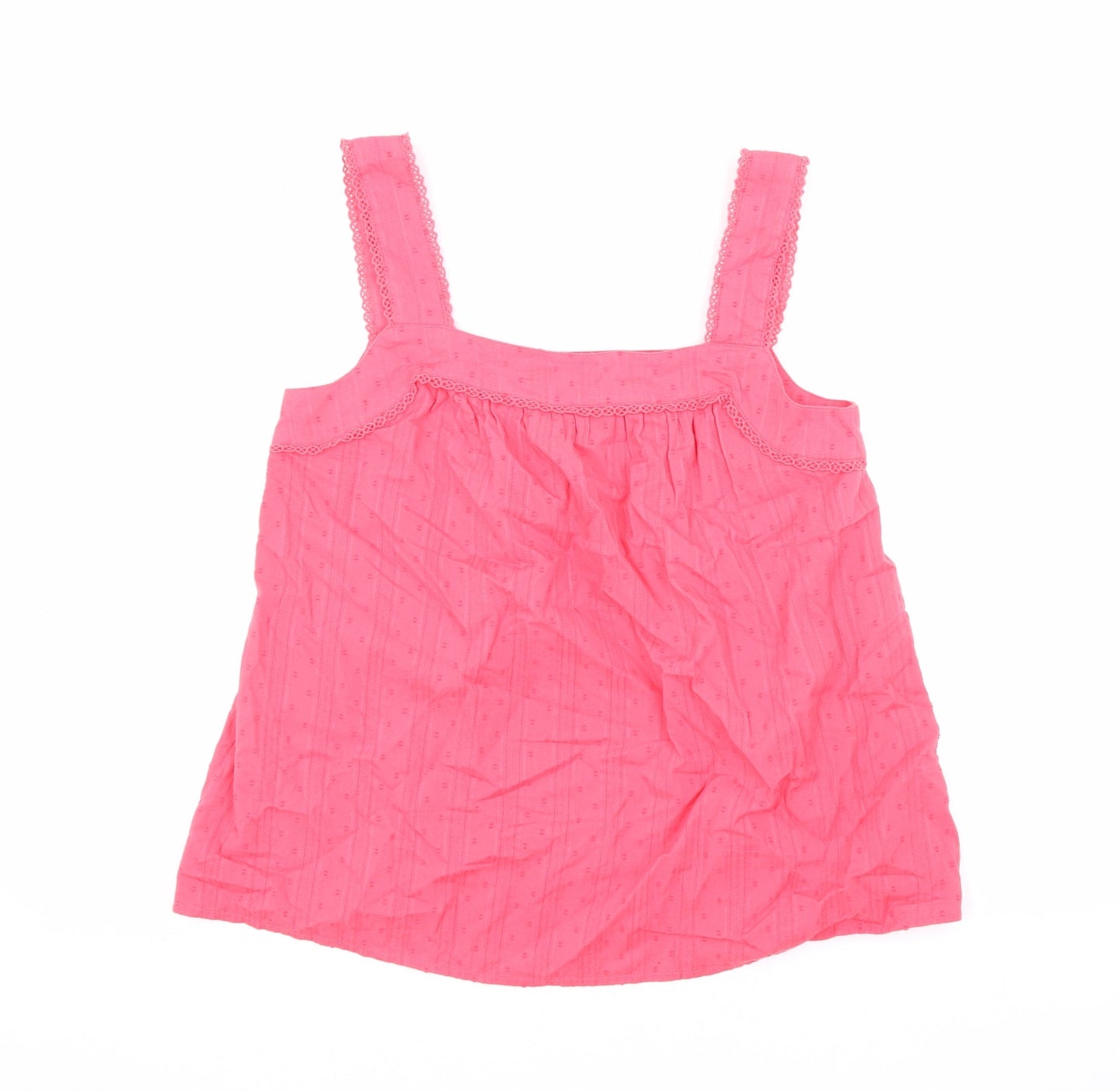 Marks and Spencer Womens Pink Polka Dot Cotton Basic Tank Size 8 Square Neck