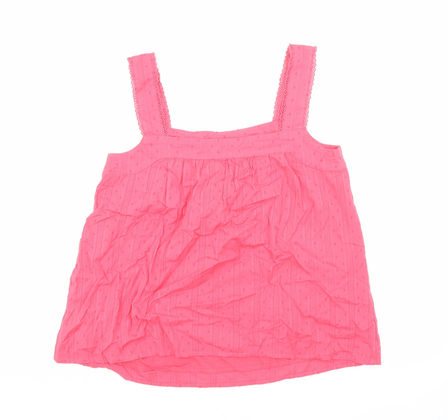 Marks and Spencer Womens Pink Polka Dot Cotton Basic Tank Size 8 Square Neck