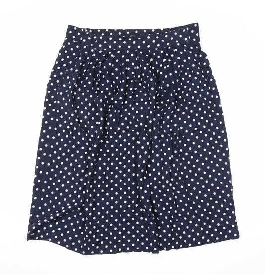 Lee Winter Womens Blue Polka Dot Polyester A-Line Skirt Size 14 Zip