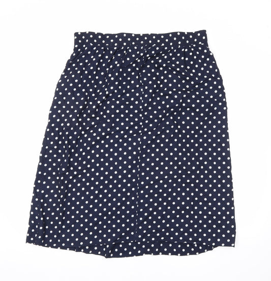 Lee Winter Womens Blue Polka Dot Polyester A-Line Skirt Size 14 Zip
