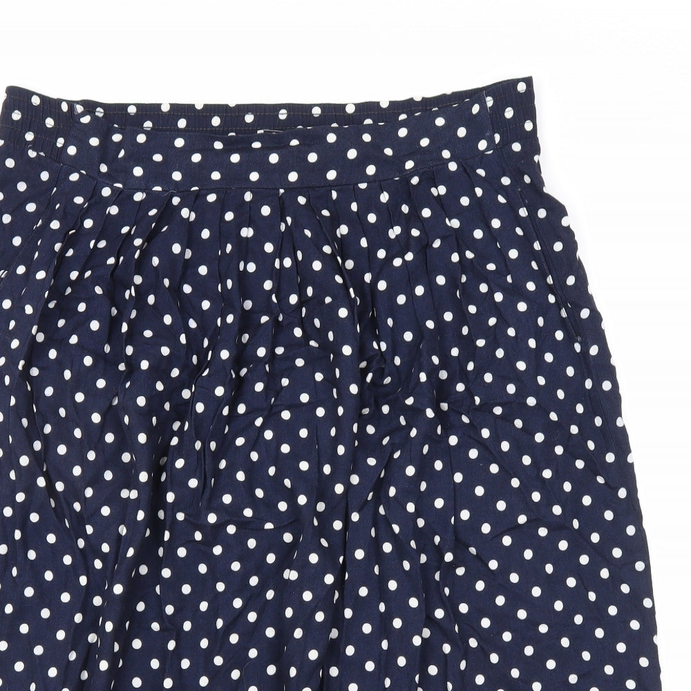 Lee Winter Womens Blue Polka Dot Polyester A-Line Skirt Size 14 Zip