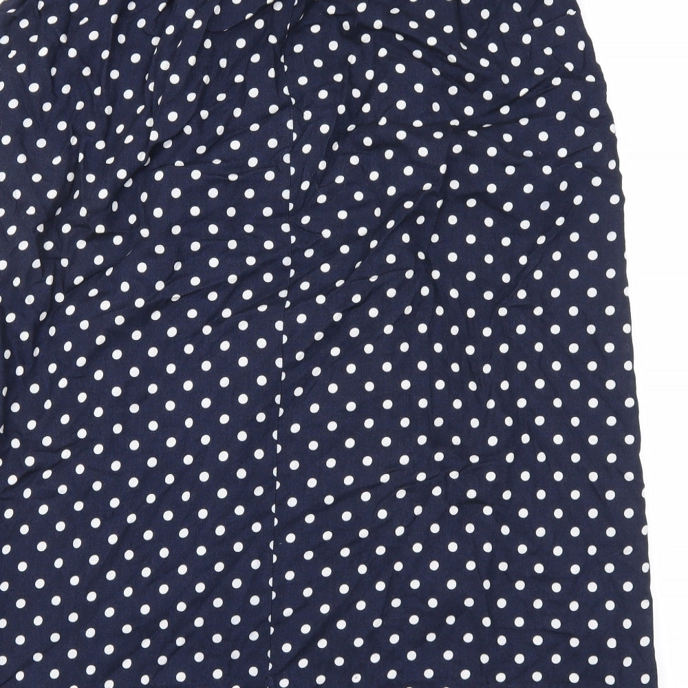 Lee Winter Womens Blue Polka Dot Polyester A-Line Skirt Size 14 Zip