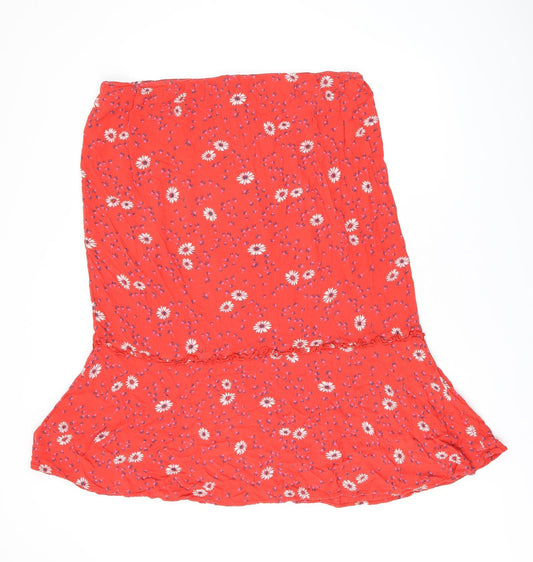 Principles Womens Red Floral Viscose Flare Skirt Size 18