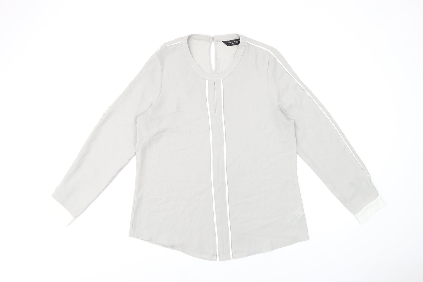 Dorothy Perkins Womens Grey Polyester Basic Blouse Size 14 Round Neck