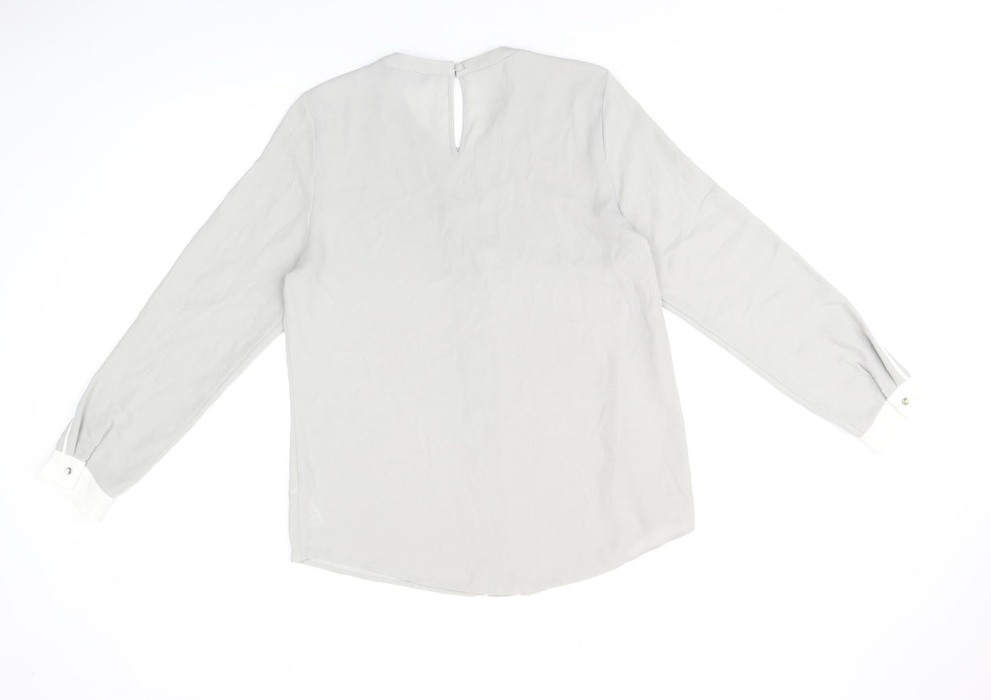 Dorothy Perkins Womens Grey Polyester Basic Blouse Size 14 Round Neck