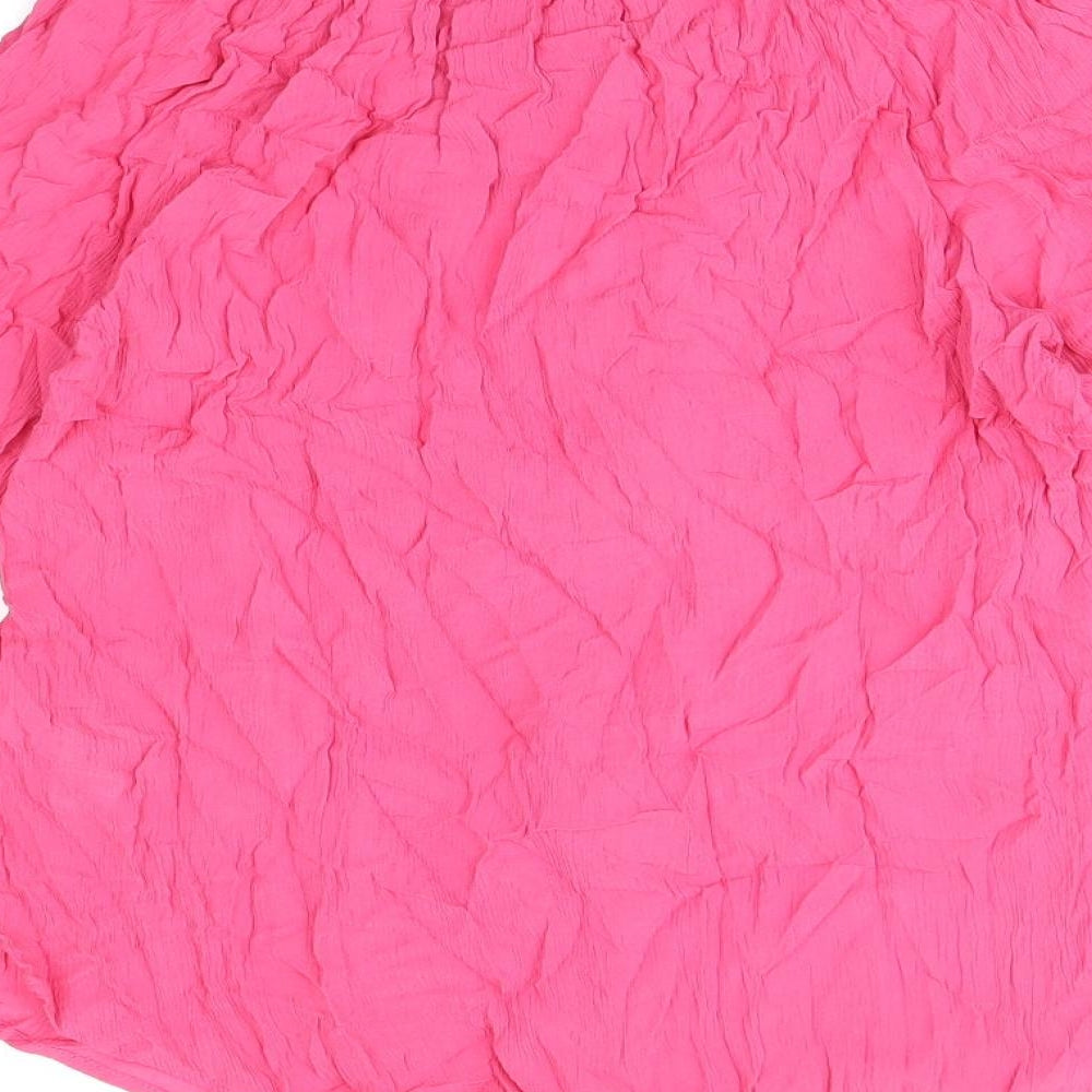 Marks and Spencer Womens Pink Viscose Basic Button-Up Size 10 Round Neck