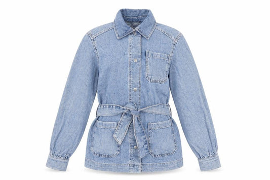 Marks & Spencer Womens Blue Jacket Size 8 Snap - Belted