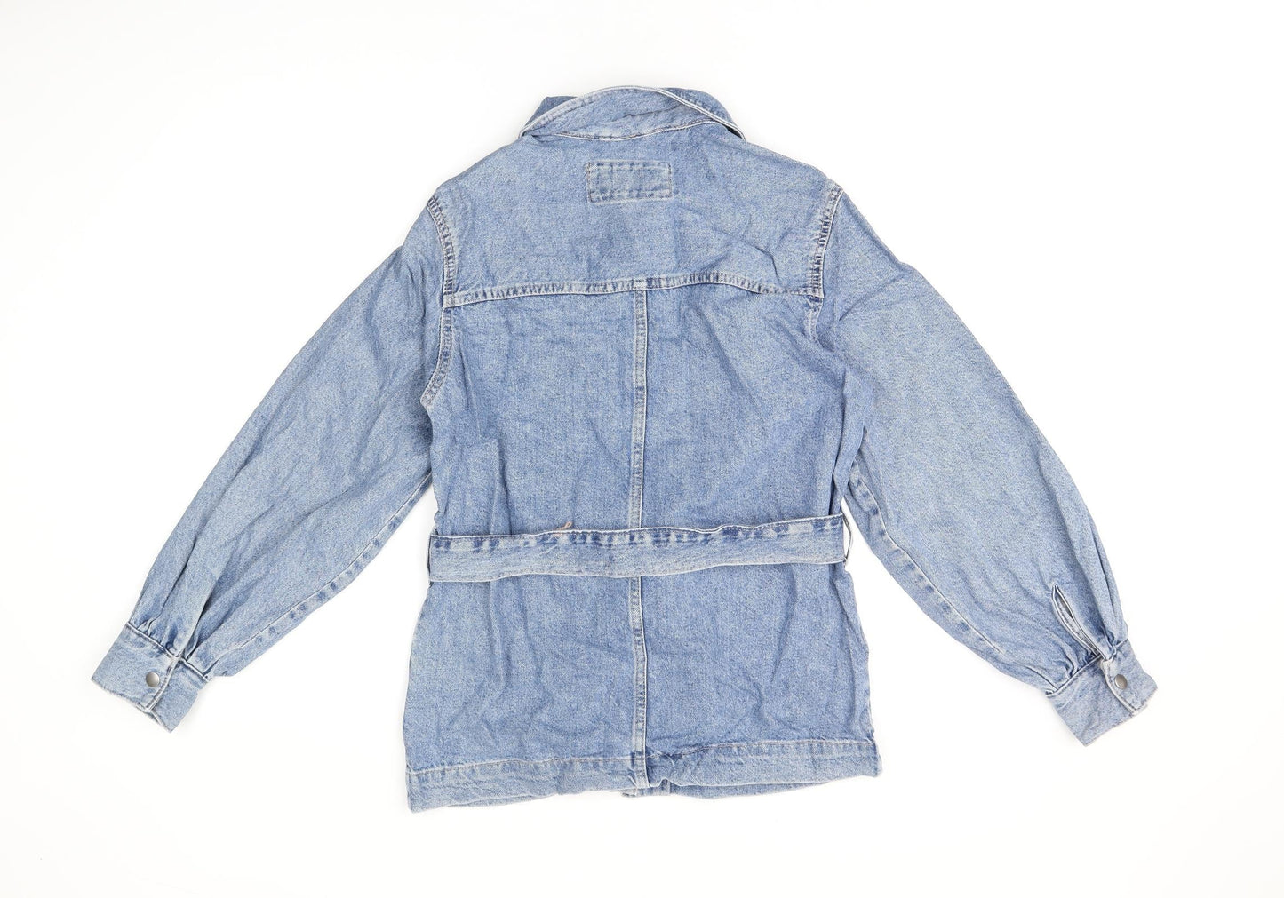 Marks and Spencer Womens Blue Jacket Size 8 Snap - Belted