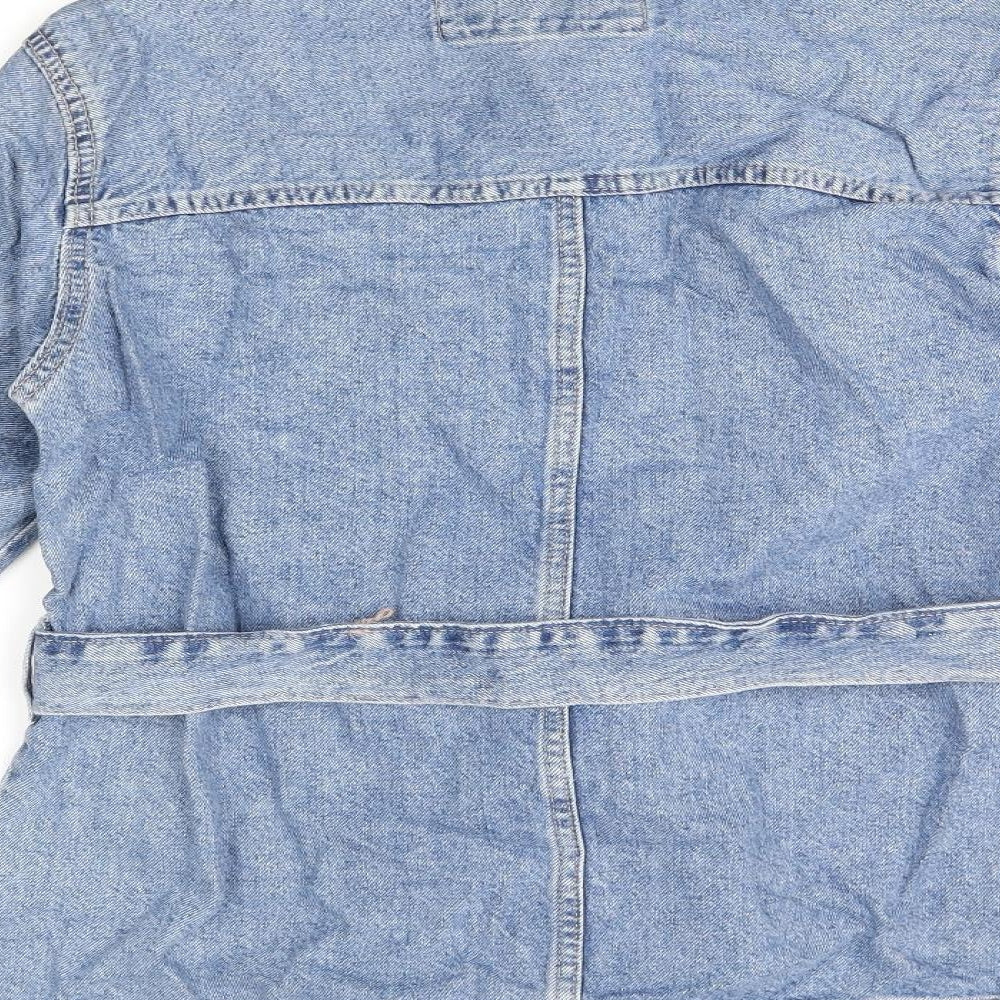 Marks and Spencer Womens Blue Jacket Size 8 Snap - Belted