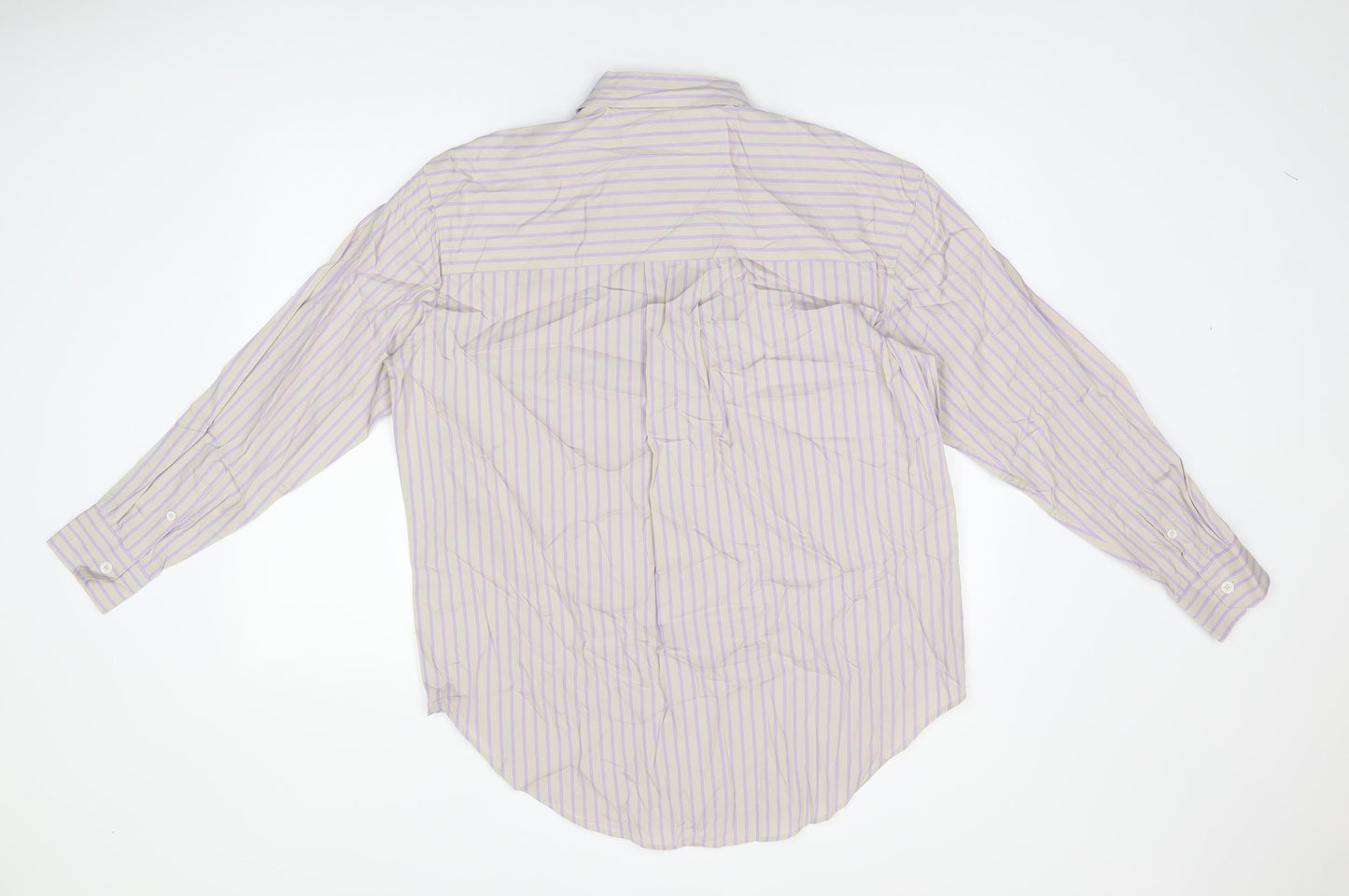 Marks and Spencer Womens Grey Striped Cotton Basic Button-Up Size 10 Collared