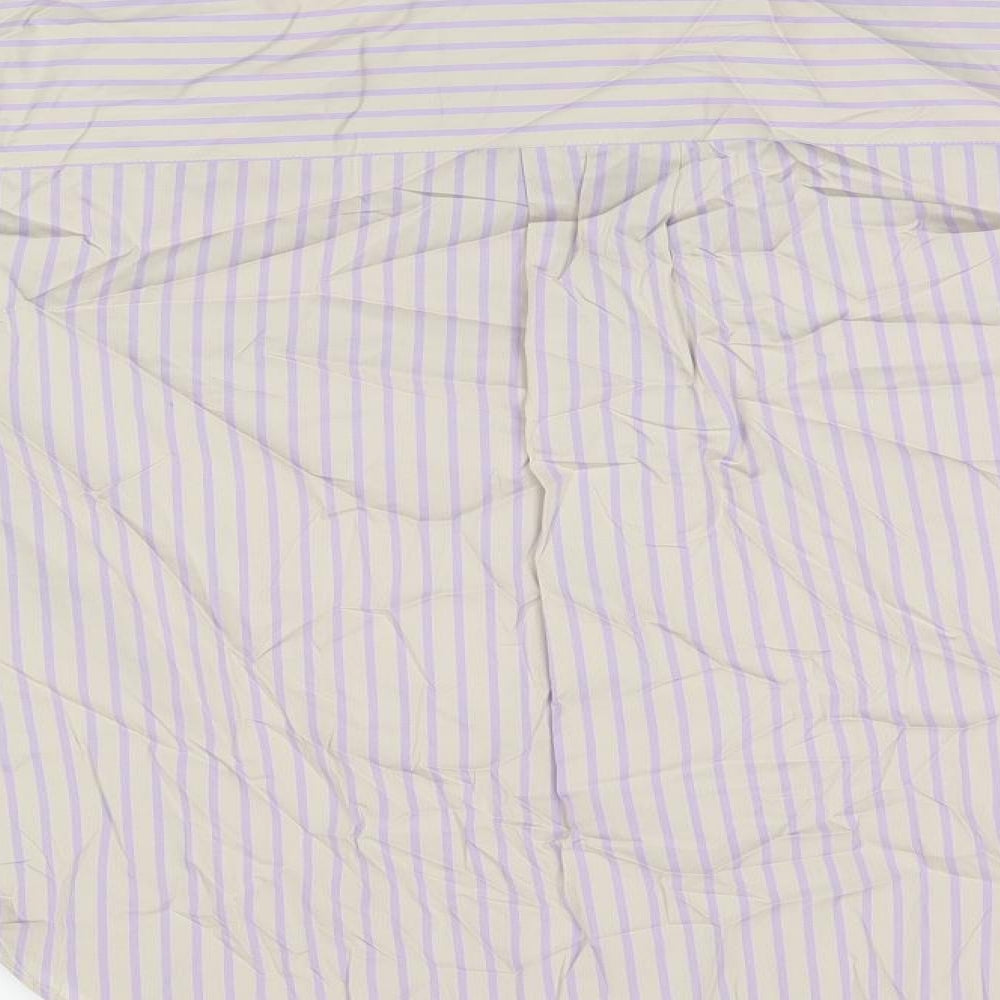 Marks and Spencer Womens Grey Striped Cotton Basic Button-Up Size 10 Collared