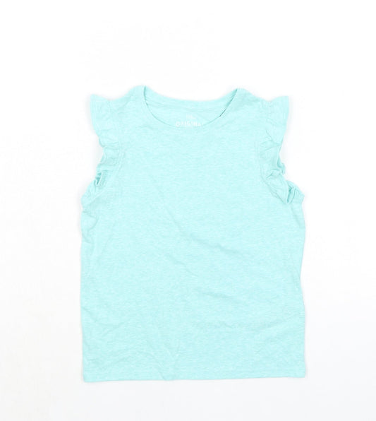 Marks and Spencer Girls Green Polyester Basic Tank Size 5-6 Years Crew Neck Pullover