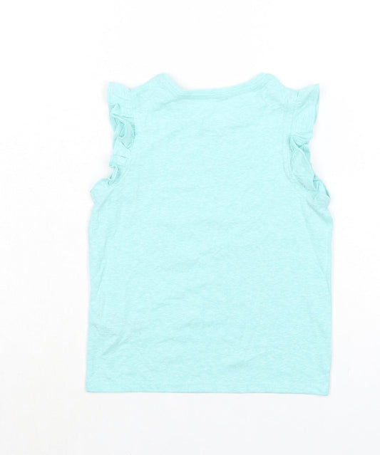 Marks and Spencer Girls Green Polyester Basic Tank Size 5-6 Years Crew Neck Pullover