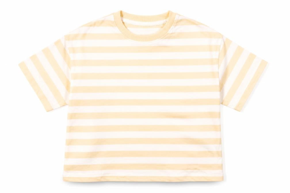 Marks and Spencer Girls Orange Striped Cotton Basic T-Shirt Size 7-8 Years Round Neck Pullover