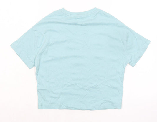 Marks and Spencer Boys Green Cotton Basic T-Shirt Size 7-8 Years Round Neck - Pocket