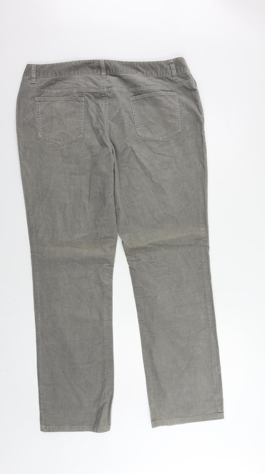 Dickins & Jones Womens Grey Cotton Trousers Size 18 L30 in Regular Zip