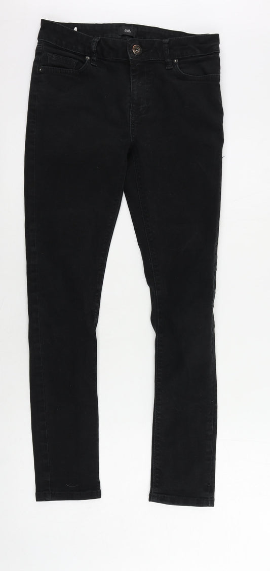 River Island Mens Black Cotton Skinny Jeans Size 28 in L32 in Regular Zip