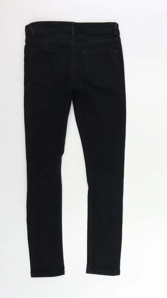 River Island Mens Black Cotton Skinny Jeans Size 28 in L32 in Regular Zip