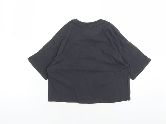 Marks and Spencer Girls Grey Cotton Cropped T-Shirt Size 6-7 Years Crew Neck Pullover - Be A Dreamer