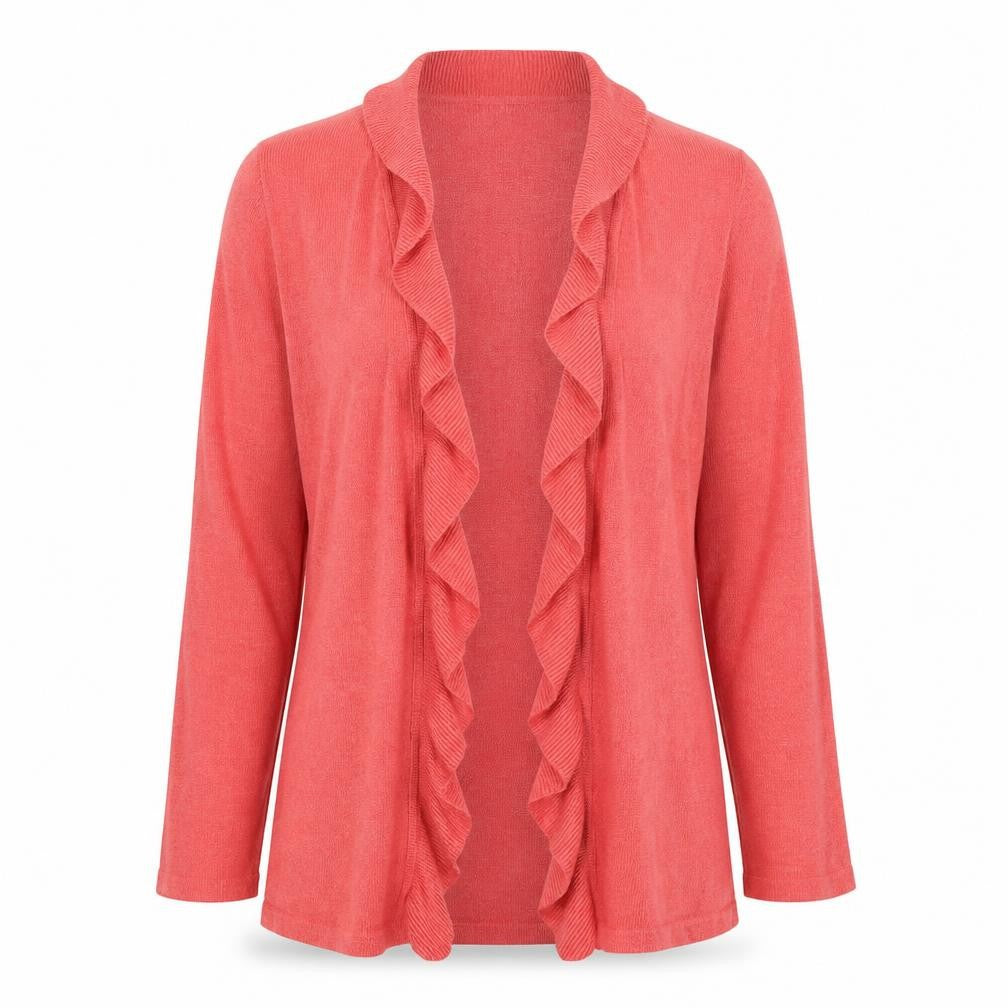 Debenhams Womens Red V-Neck 100% Cotton Cardigan Jumper Size 14 - Waterfall Design