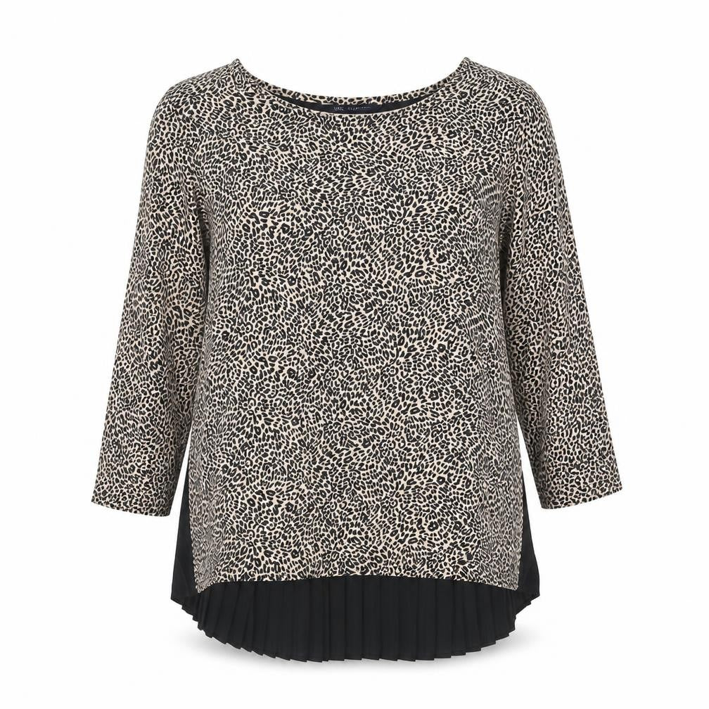 Marks and Spencer Womens Beige Viscose Basic Blouse Size 8 Round Neck - Leopard Print Pleated