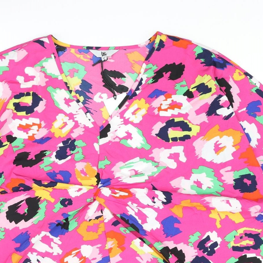 Be You Womens Multicoloured Animal Print Polyester Basic Blouse Size 18 V-Neck - Leopard Print