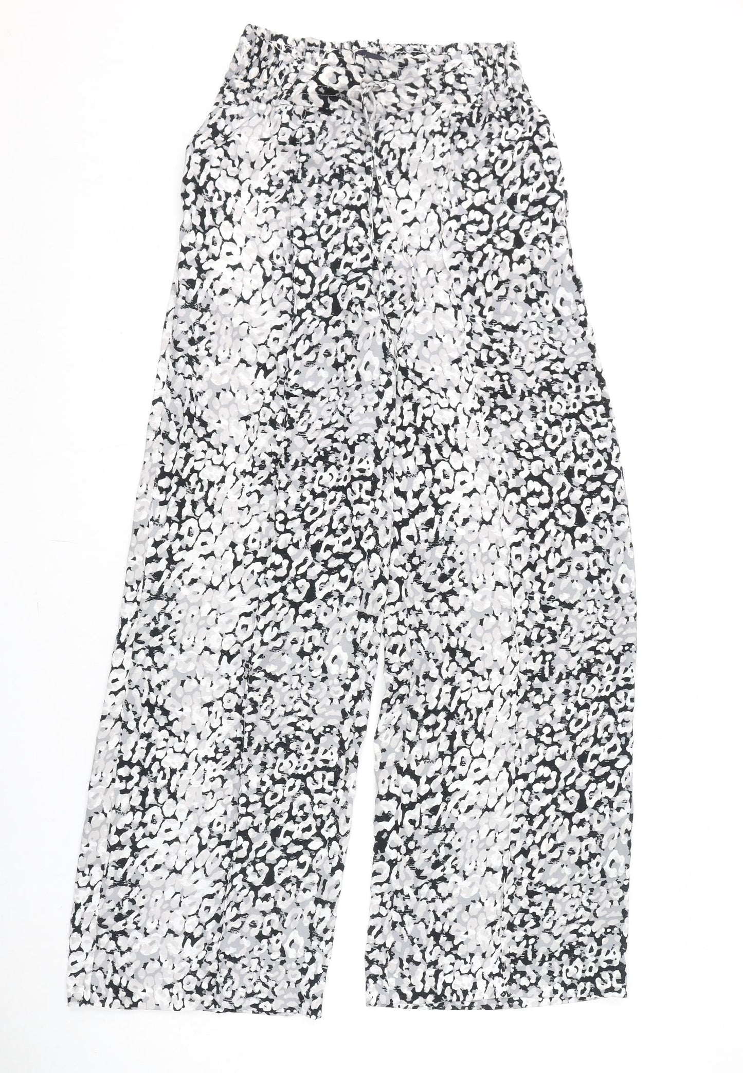 Marks and Spencer Womens Multicoloured Animal Print Polyester Trousers Size 8 L30 in Regular Tie - Leopard Print