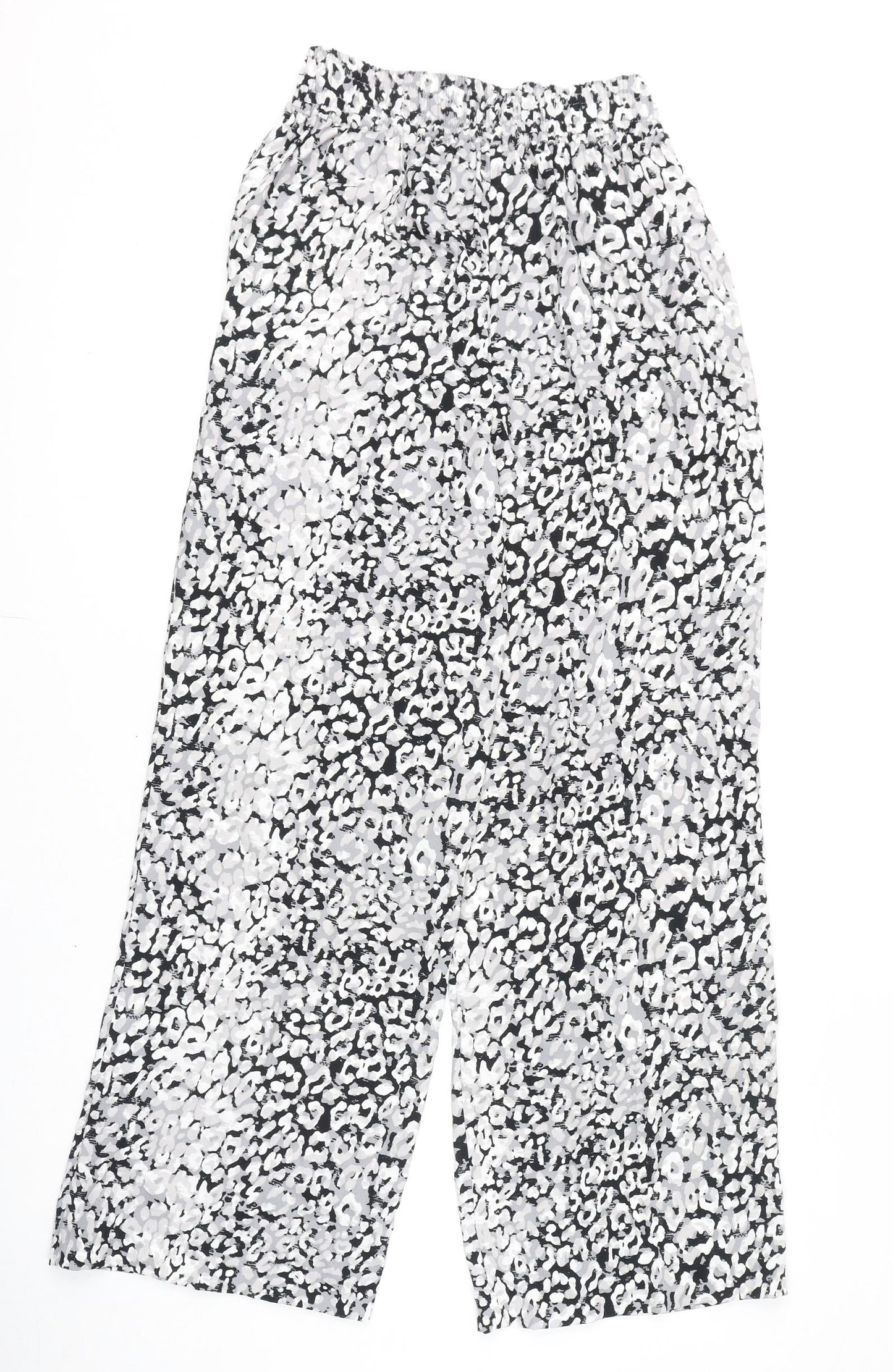 Marks and Spencer Womens Multicoloured Animal Print Polyester Trousers Size 8 L30 in Regular Tie - Leopard Print