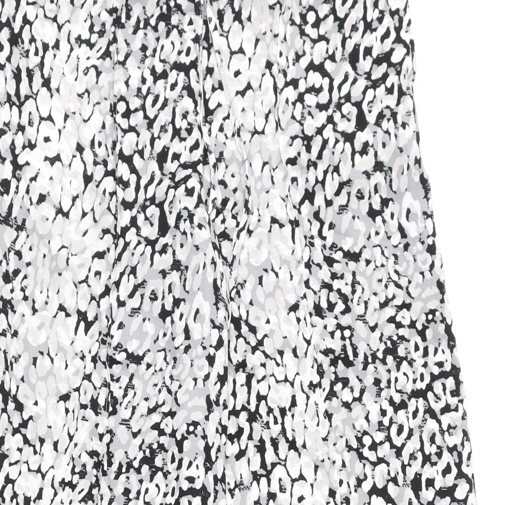 Marks and Spencer Womens Multicoloured Animal Print Polyester Trousers Size 8 L30 in Regular Tie - Leopard Print
