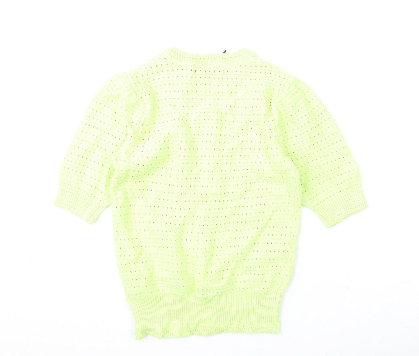 Marks and Spencer Womens Green Round Neck Cotton Pullover Jumper Size XS