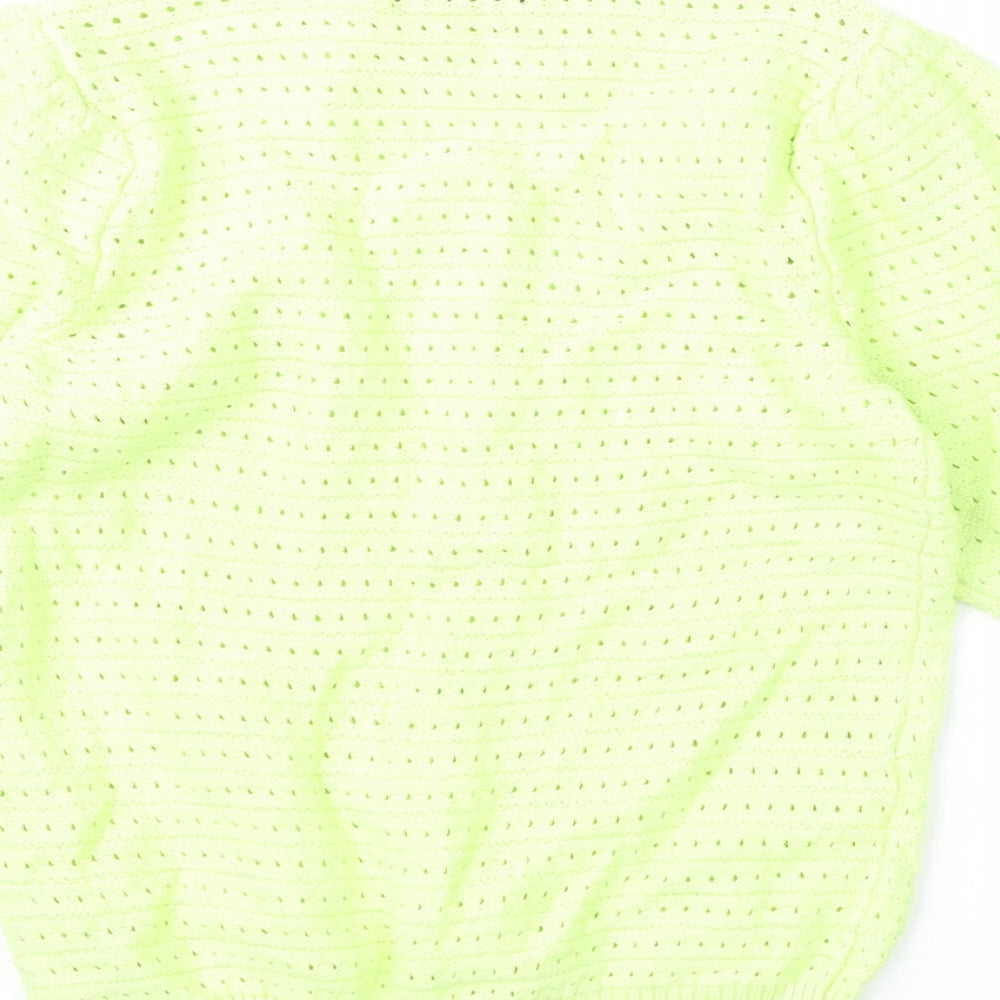 Marks and Spencer Womens Green Round Neck Cotton Pullover Jumper Size XS