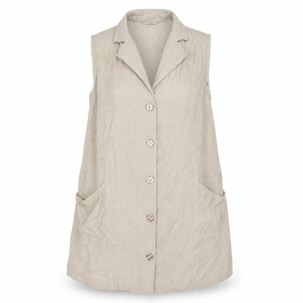ASOS Womens Beige 100% Cotton A-Line Size 16 Collared Button