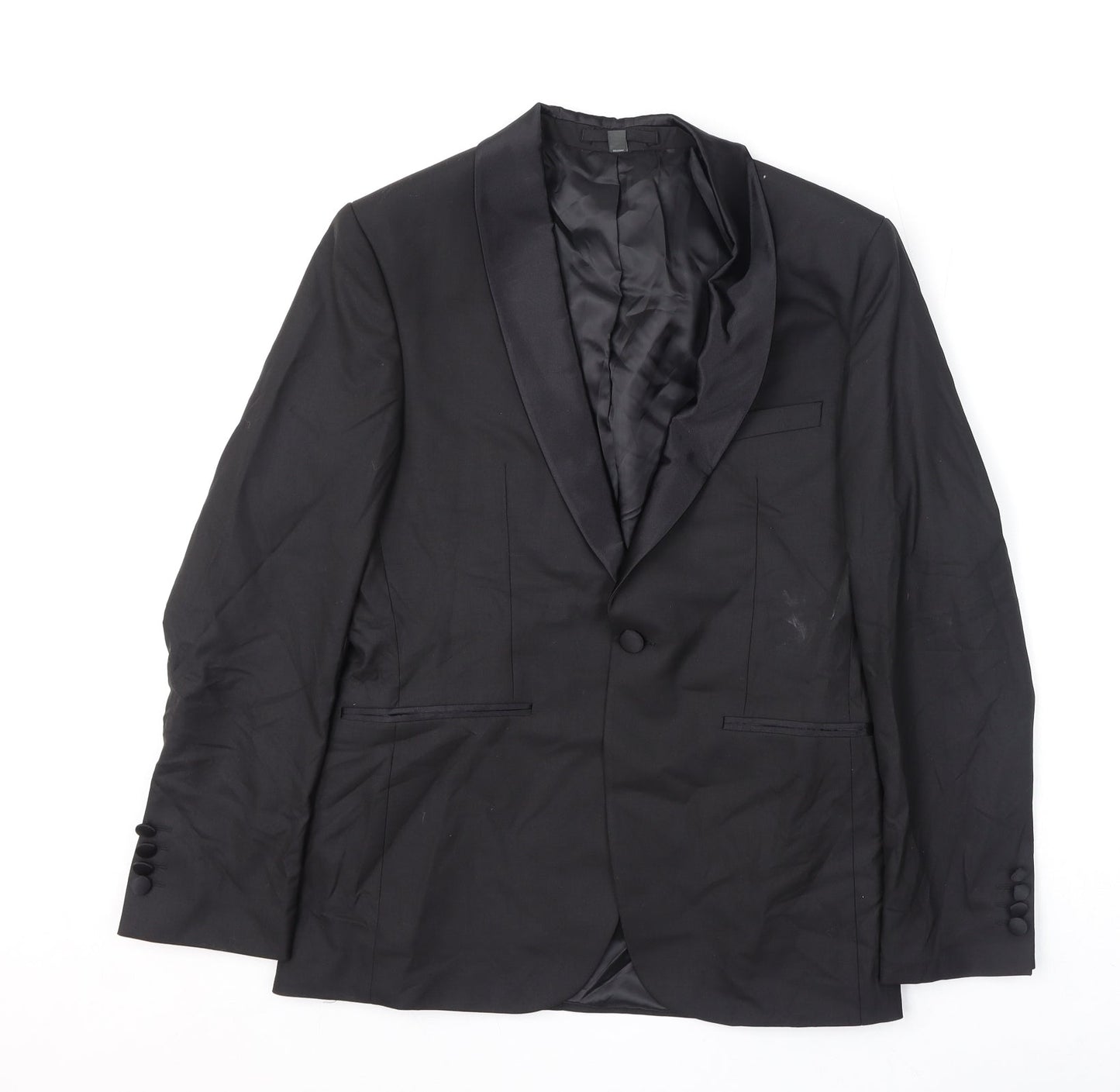 Marks and Spencer Mens Black Polyester Jacket Blazer Size 36 Regular