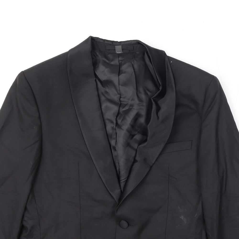 Marks and Spencer Mens Black Polyester Jacket Blazer Size 36 Regular