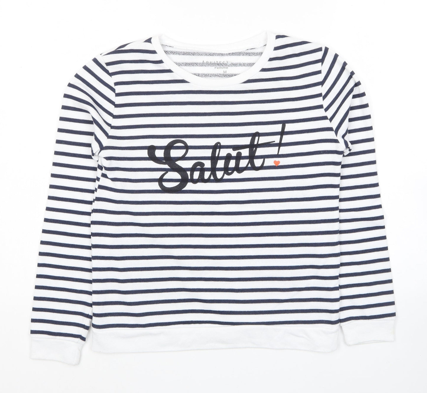 Arkitect Womens White Striped Cotton Pullover Sweatshirt Size M Pullover - Salut!