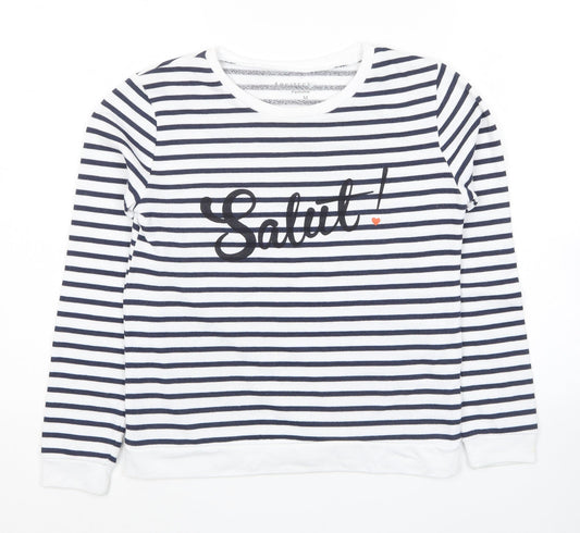 Arkitect Womens White Striped Cotton Pullover Sweatshirt Size M Pullover - Salut!