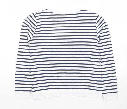 Arkitect Womens White Striped Cotton Pullover Sweatshirt Size M Pullover - Salut!