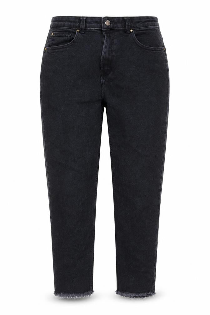 Front view of Denim & Co. women’s black polyester skinny jeans, size UK 14, 26-inch leg regular zip