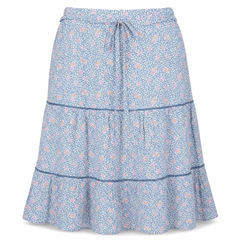 Marks and Spencer Womens Blue Floral Viscose Peasant Skirt Size 20 Zip - Belted