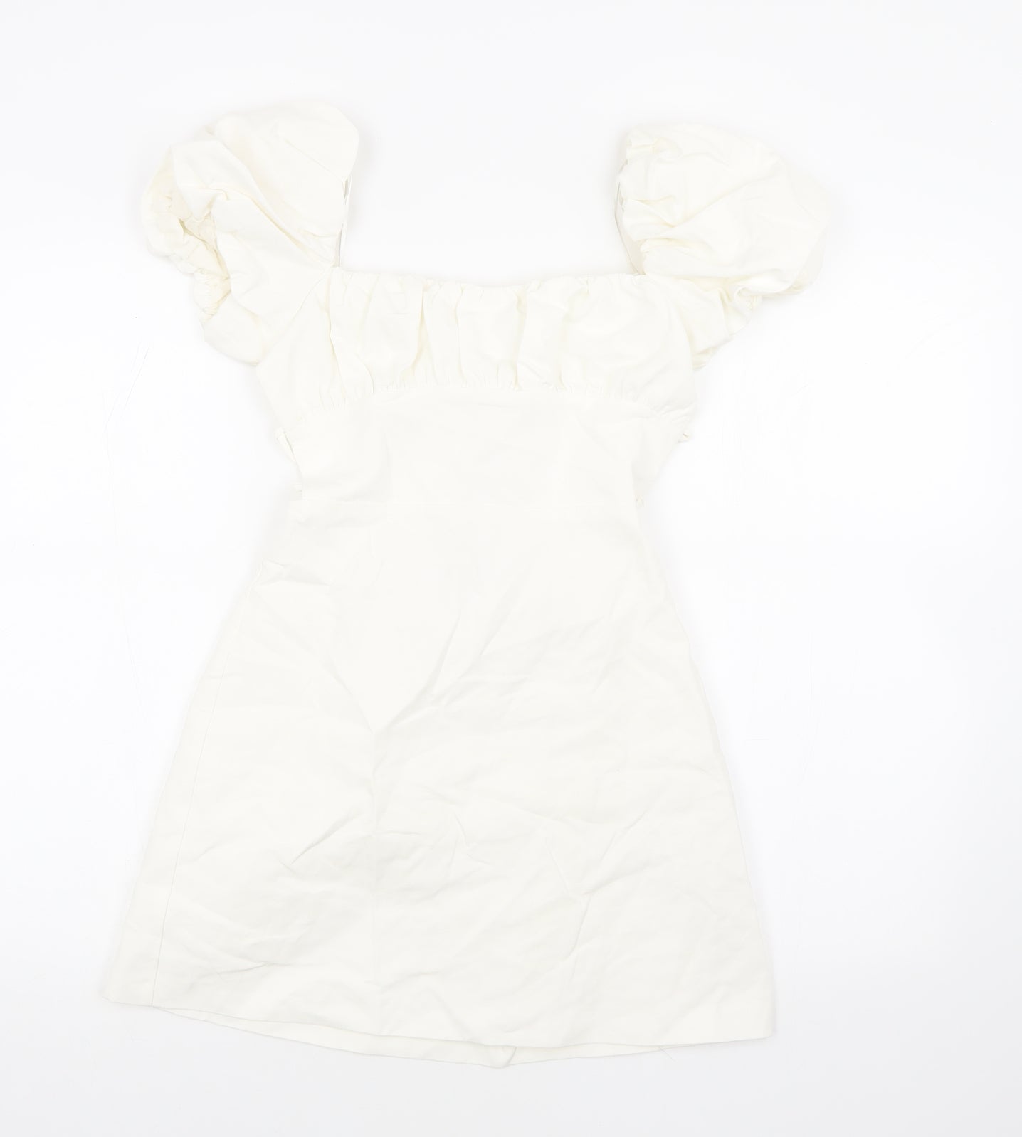Zara Womens White Viscose Mini Size XS Square Neck Tie