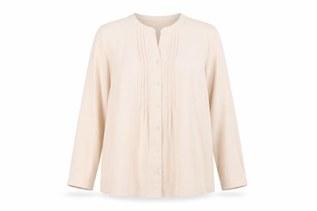Classics Womens Pink Polyester Basic Button-Up Size 14 Round Neck