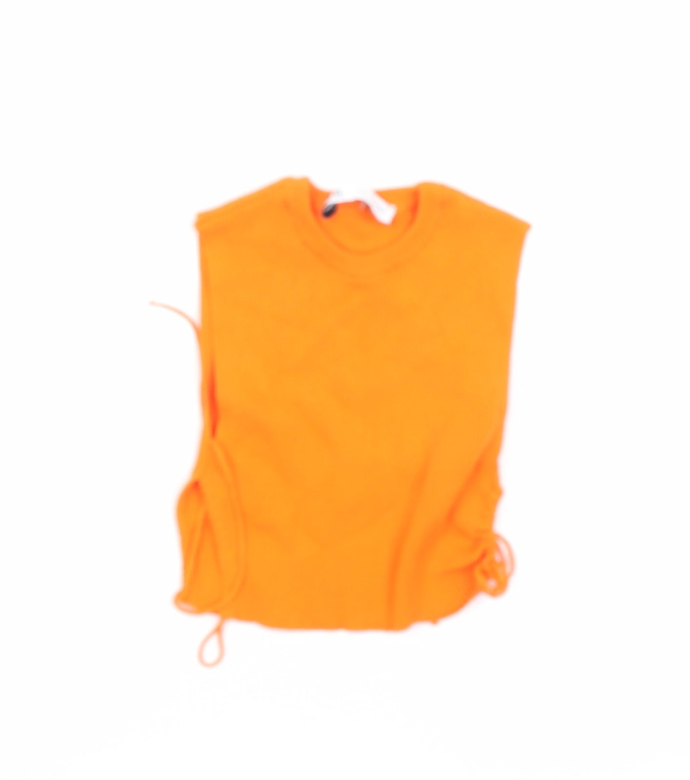 Zara Womens Orange Cotton Basic Tank Size XS Round Neck