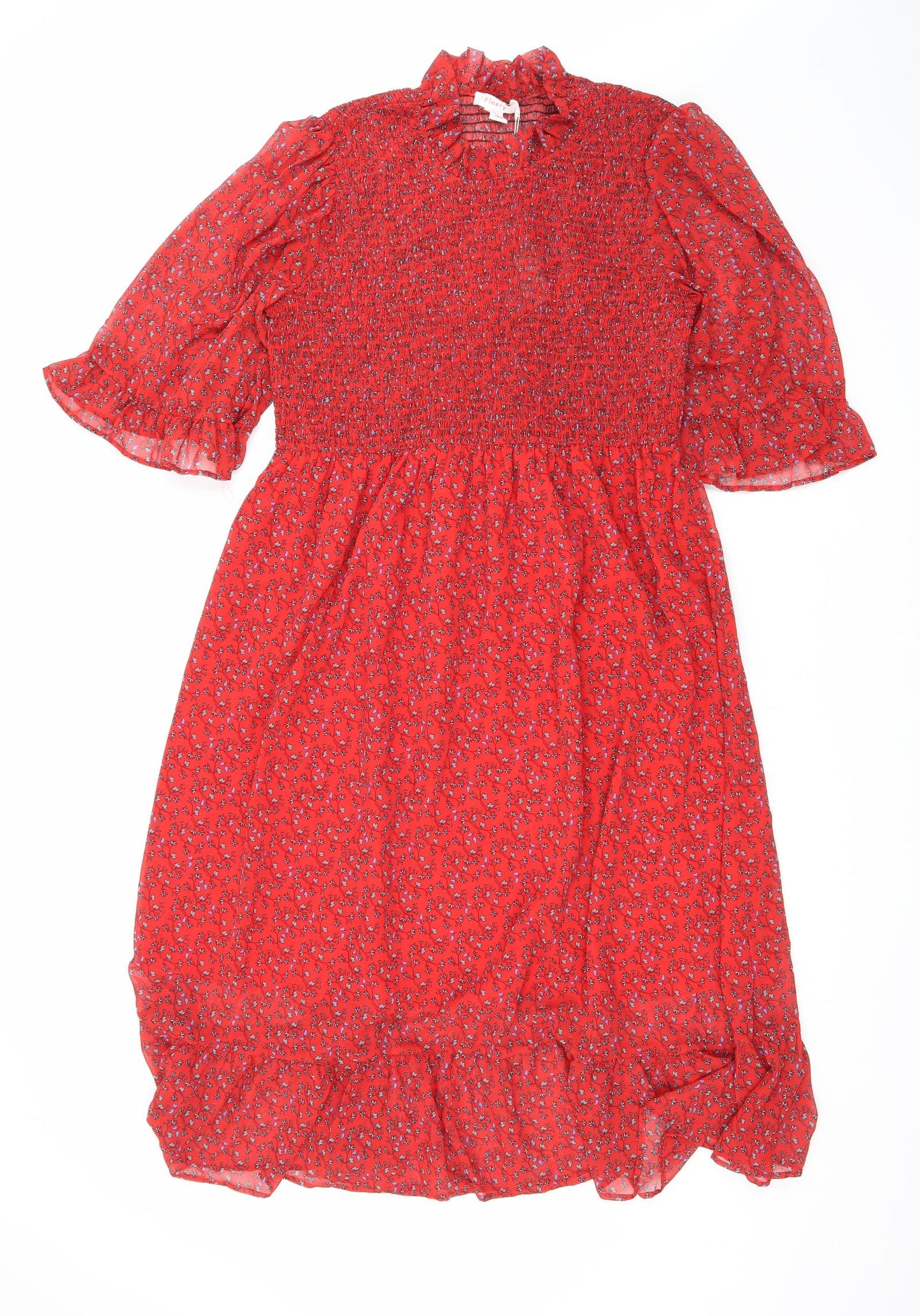 Finery Womens Red Floral Polyester Maxi Size 18 Mock Neck Pullover