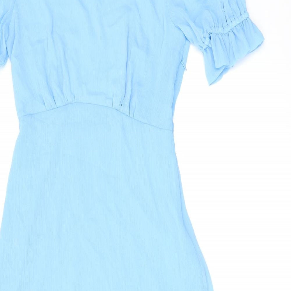 Finery Womens Blue Polyester A-Line Size 10 Round Neck Zip