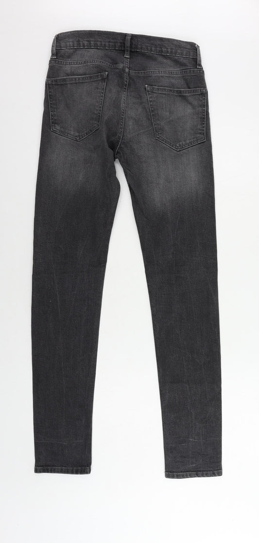 Topman Mens Grey Cotton Skinny Jeans Size 28 in L32 in Regular Button