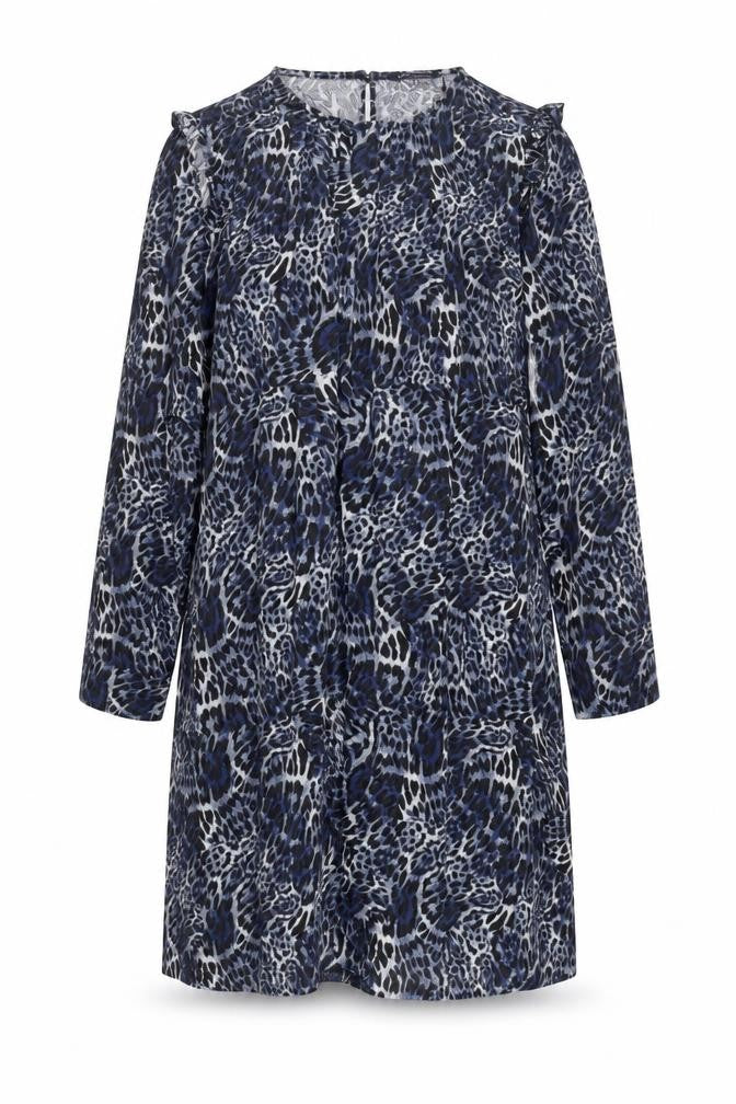 Marks and Spencer Womens Blue Animal Print Polyester A-Line Size 20 Round Neck Button